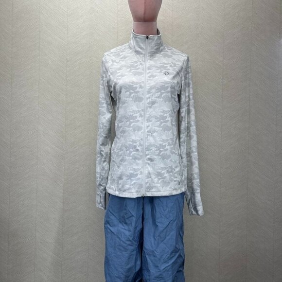 Straight Down Light Grey and White Camouflage Womens Zip Up Jacket Size S - Picture 1 of 15
